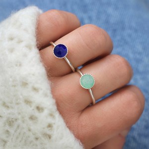 Bague argent 925 amazonite ronde femme