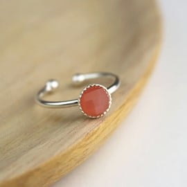 Bague argent cornaline orange réglagle