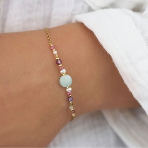 Bracelet pierres naturelles jade bleu