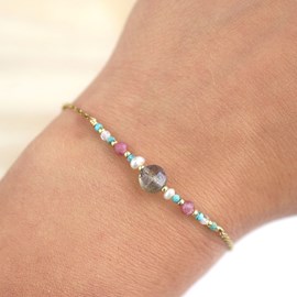 Bracelet pierre labradorite et turquoise