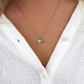 Collier pierre naturelle pampille jade