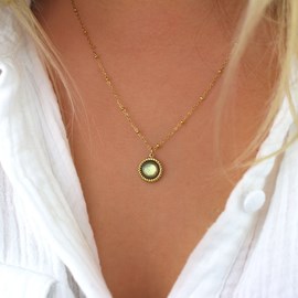 Collier pendentif tressé et labradorite