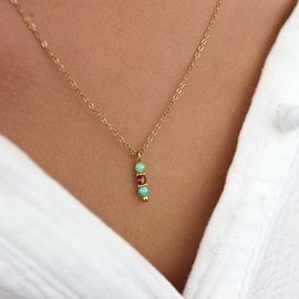 Collier minimaliste amazonite améthyste