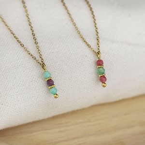 Collier minimaliste amazonite améthyste