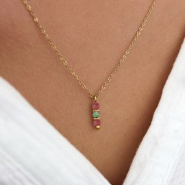 Collier fin aventurine et tourmaline