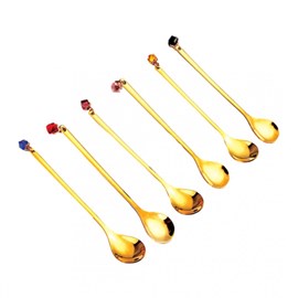 Cuillères dorées avec diamants-lot de 6