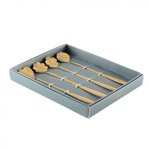 Cuillères dorées longue fleur - lot de 4