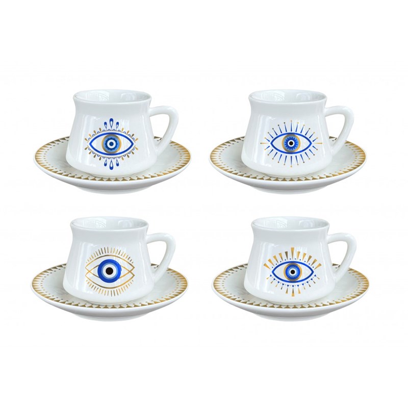 Tasses et sous-tasses chance - lot de 4