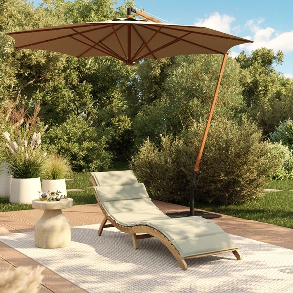 Beau Rivage - Chaise longue en bois kos vert kaki
