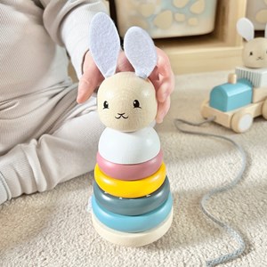 Anneaux empilables en bois pour lapins