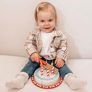 Jouet de gâteau d'anniversaire en bois