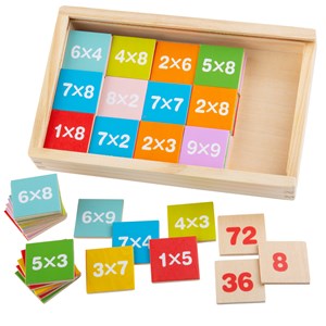 Boîte de table de multiplication en bois