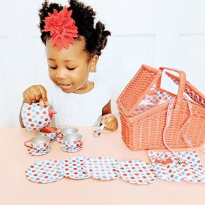 Service à thé panier à pois