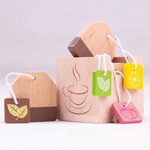 4 sachets de thé en bois avec boîte