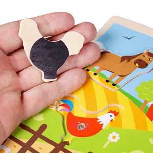 Puzzle de sons de ferme en bois