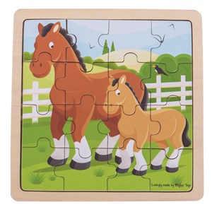 Puzzle cheval et poulain en bois