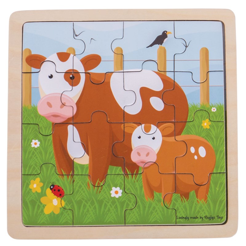 Puzzle vache et veau en bois