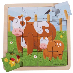 Puzzle vache et veau en bois