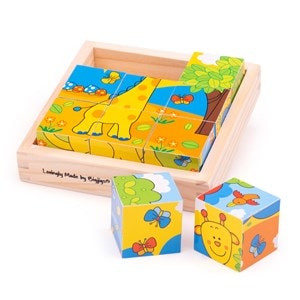 Puzzle cube safari en bois