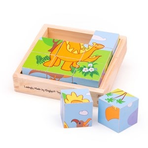 Puzzle cube de dinosaure en bois