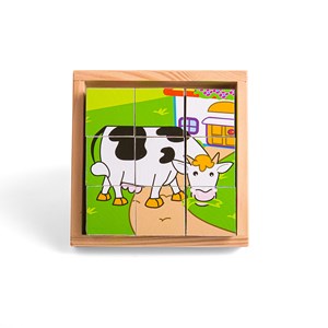 Puzzle cube animal en bois