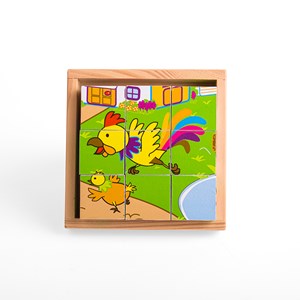 Puzzle cube animal en bois