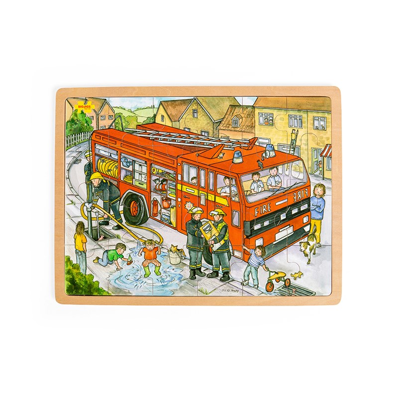 Bigjigs Toys - Grand puzzle de camion de pompiers