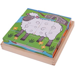 Puzzle cube de ferme en bois