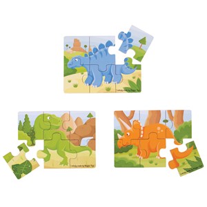 3 puzzles dinosaures en bois