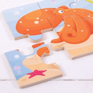 3 puzzles sealife en bois