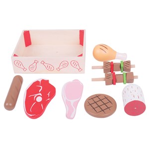 Jouet de caisse à viande en bois