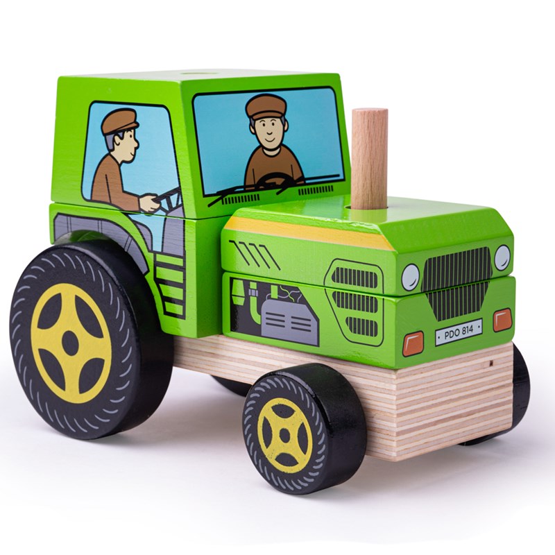 Bigjigs Toys - Jouet de tracteur empilable en bois