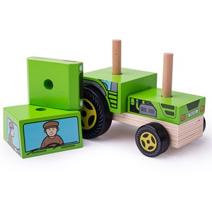 Jouet de tracteur empilable en bois