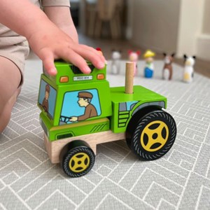 Jouet de tracteur empilable en bois