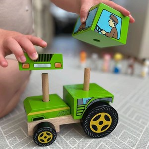 Jouet de tracteur empilable en bois