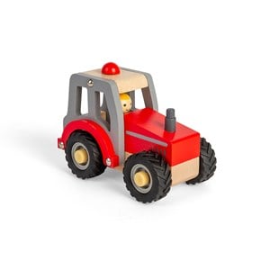 Jouet mini tracteur rouge en bois