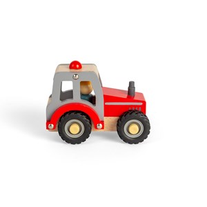 Jouet mini tracteur rouge en bois