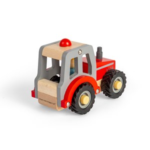 Jouet mini tracteur rouge en bois