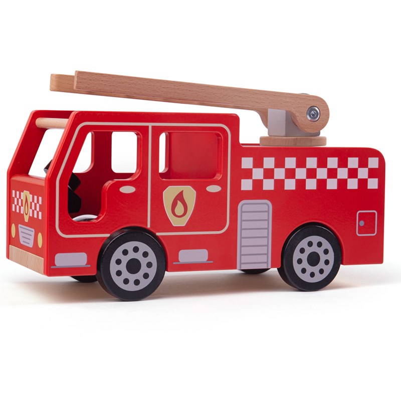 Bigjigs Toys - Camion de pompiers de ville en bois