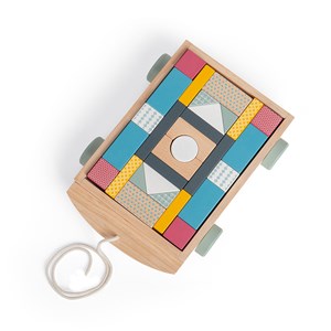 Chariot à briques à tirer en bois