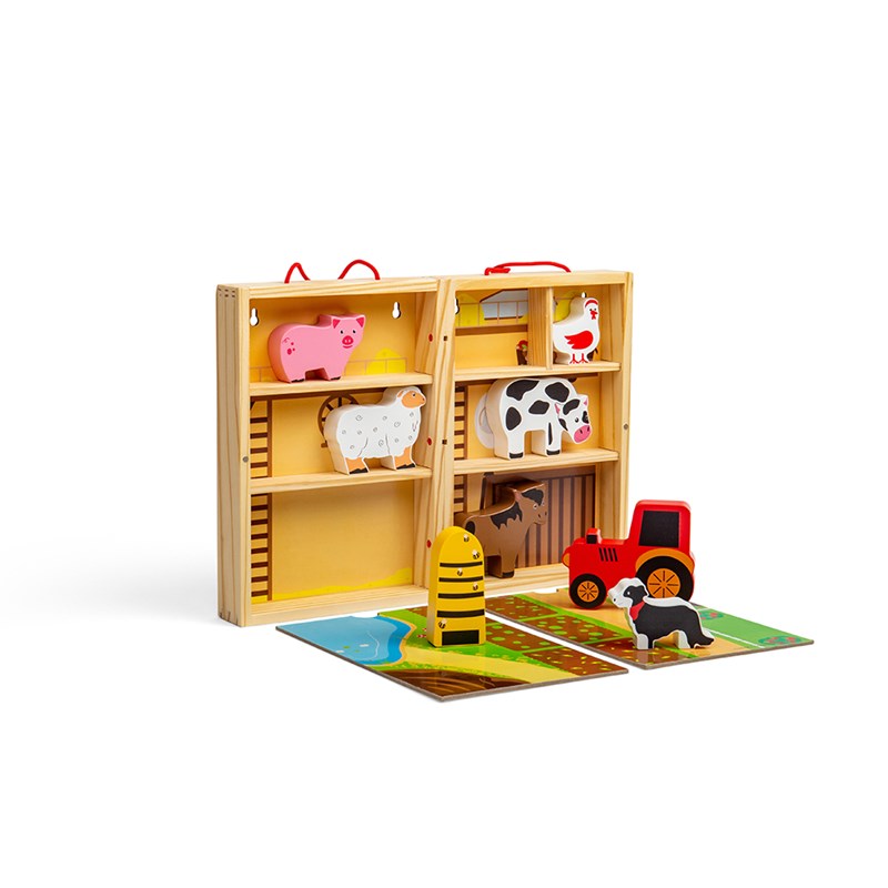 Bigjigs Toys - Boîte de jeu pour animaux de la ferme