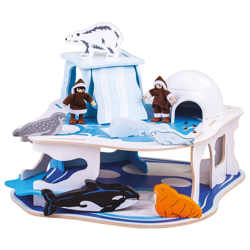 Bigjigs Toys - Ensemble de jeu en bois glacier polaire