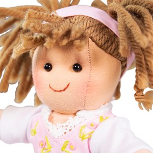 Poupée douce rose, 28cm de haut