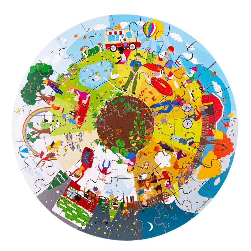 Bigjigs Toys - Puzzle de sol circulaire saisonnier