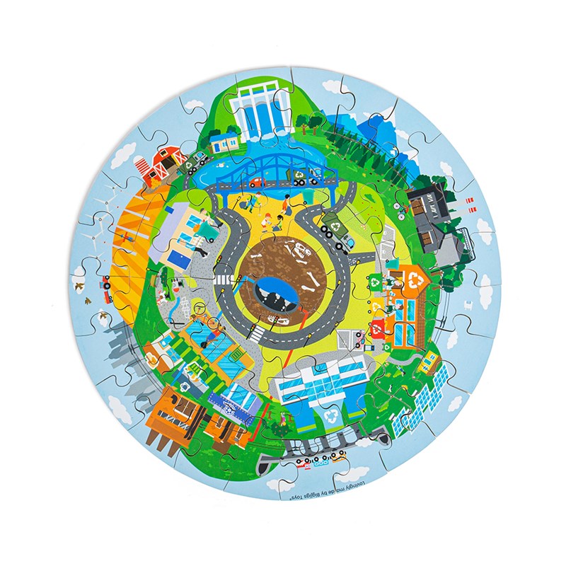 Bigjigs Toys - Puzzle de sol circulaire de recyclage