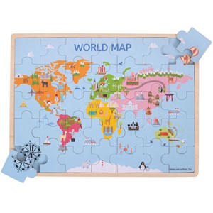 Puzzle de carte du monde en bois