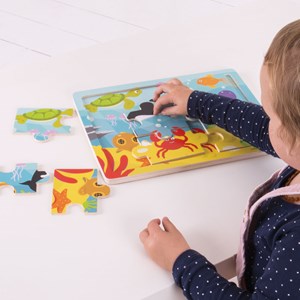 Puzzle de plateau sous-marin en bois