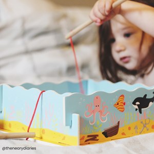 Jeu de pêche magnétique en bois