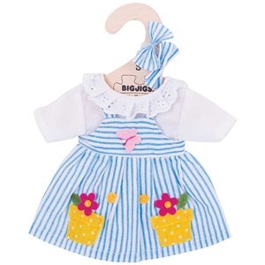 Robe rayée bleue - poupée douce 28cm