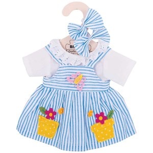 Robe rayée bleue - poupée douce 34cm